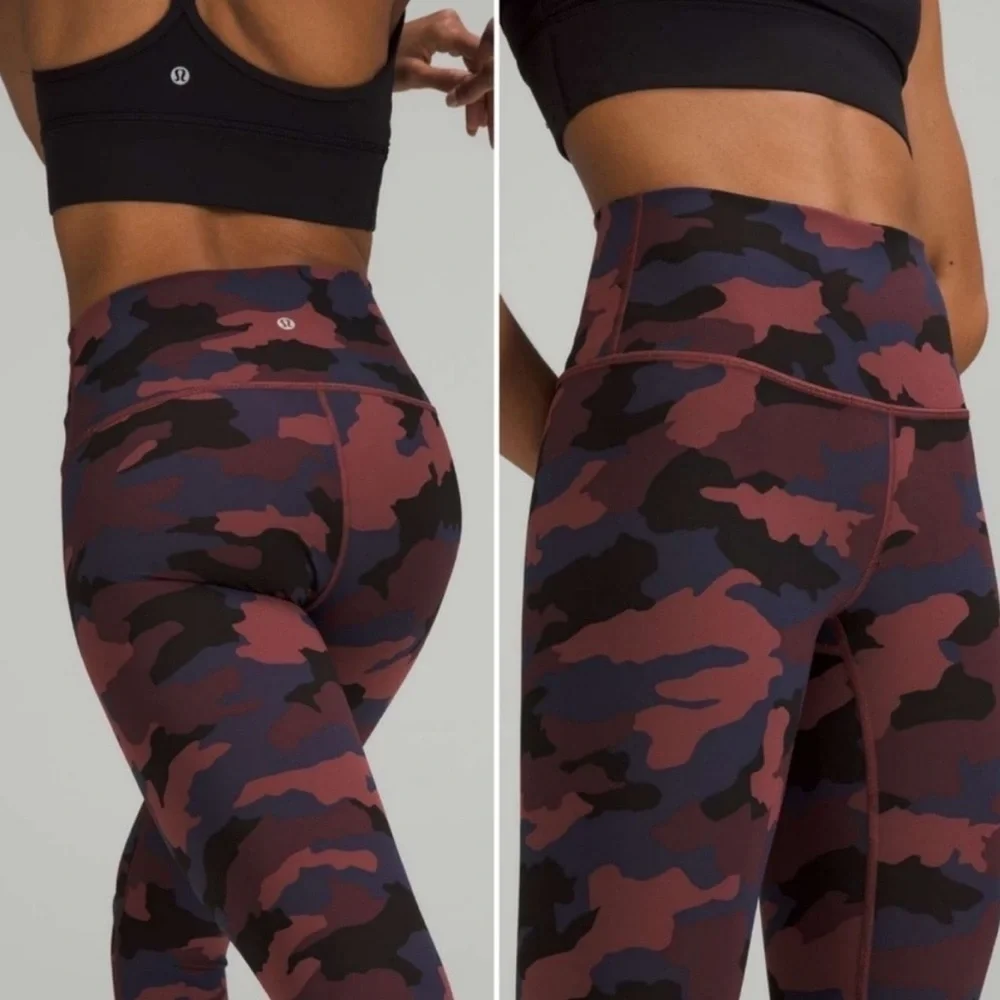 LULULEMON Wunder Under 26” Inseam Yoga Legging in Camo Smoky Red Night Sea Multi